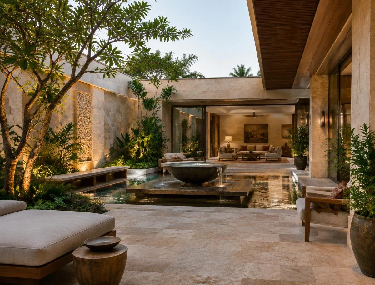 Bespoke natural stone interior in a luxury private villa